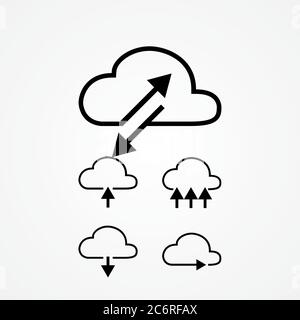 cloud computing vector illustration. transfer, sharing, upload and download via cloud storage. Stock Vector