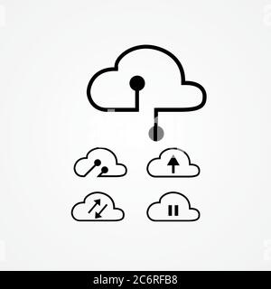 universal cloud tech circuit illustration. suitable for anything activities, such as social, business, and technology purpose Stock Vector