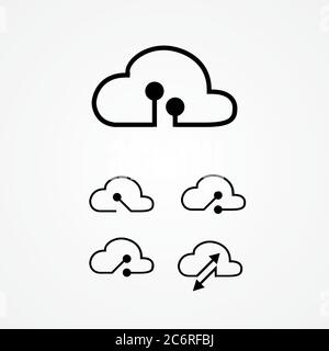 universal cloud tech circuit illustration. suitable for anything activities, such as social, business, and technology purpose Stock Vector