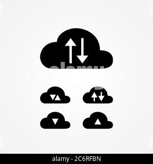 cloud tech vector illustration. download and upload data. share and transfer information via cloud Stock Vector
