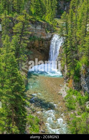 waterfall on falls creek along the rocky mountain front near augusta, montana Stock Photo