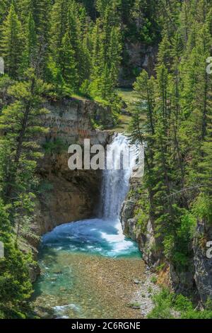 waterfall on falls creek along the rocky mountain front near augusta, montana Stock Photo