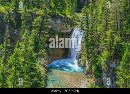 waterfall on falls creek along the rocky mountain front near augusta, montana Stock Photo