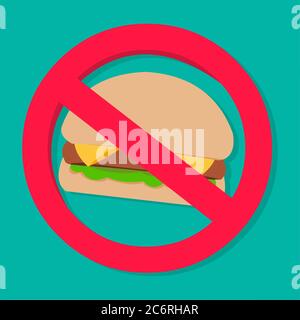 no junk food warning symbol for dieting food concept isolated vector illustration Stock Vector