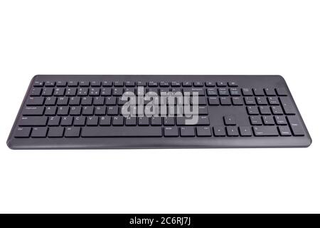 Black Cordless Keyboard isolated on white background. Stock Photo