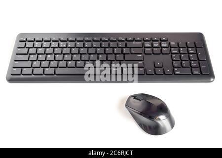 Black Cordless Keyboard and Mouse Isolated on white background.g Stock Photo