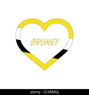 Brunei flag in heart. I love my country. sign. Stock vector illustration isolated on white background. Stock Vector