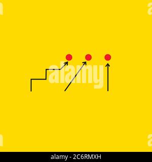 Achieving goal in various ways symbol. Different methods and ways to achieve goal Stock Vector