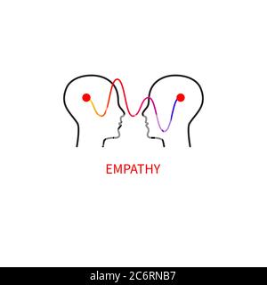 Logo empathy. Interpersonal communication abstract icon. Two profiles and a wave. Stock Vector