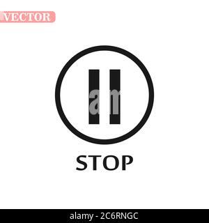 Pause icon in circle. Media player control button. eps 10 Stock Vector