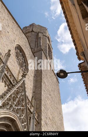 Church detail in the old modern city of Carcassonne in France Stock Photo