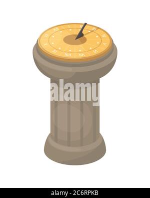 Vector illustration with a sundial. An ancient way of determining time. Stock Vector