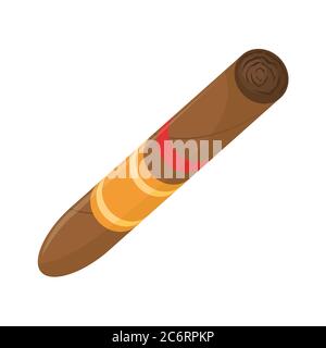 Flat vector illustration of a Cuban cigar with a label. Stock Vector