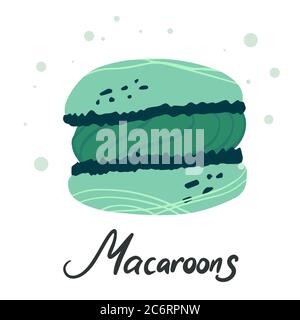 Colorful macaroons cookies. Menu dessert label product placements Stock Vector