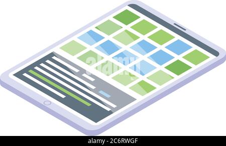Tablet programming icon, isometric style Stock Vector