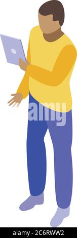 Kid tablet programming icon, isometric style Stock Vector