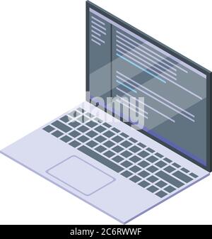 Laptop programming icon, isometric style Stock Vector