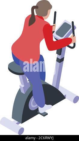 Exercise bike icon, isometric style Stock Vector