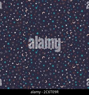 Stars and moons seamless vector pattern Stock Vector