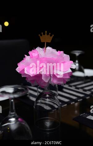 Table decorations at a birthday party. Stock Photo