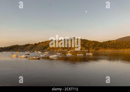 Sunset in Port Lligat in Cala Salvador Dali, painter, sculptor, printmaker. . House Museum. In Port Lligat 8 July 2020. Stock Photo