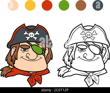 Pirate and Treasure Chest Isolated Coloring Page Stock Vector Image ...