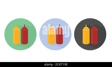 Vector Isolated Set of Ketchup and Mustard Icons Stock Vector