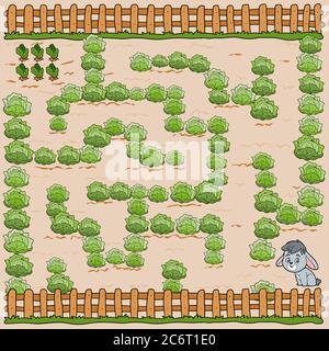 Maze game for children. Education game. Help bunny get to the carrot Stock Vector