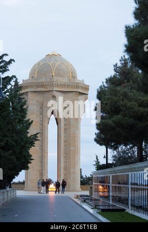 Martyrs lane is a war memorial to those who died in the war against Armenia and is in  in Baku Azerbaijan