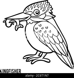 Coloring book for children, Kingfisher Stock Vector