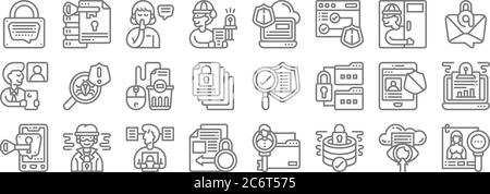 confidential information line icons. linear set. quality vector line set such as personal information, database security, information, secret message, Stock Vector