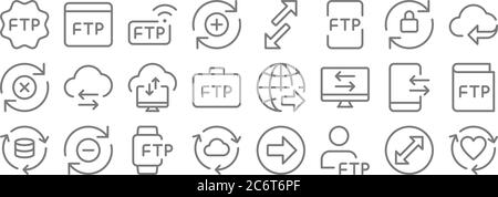 data transfer line icons. linear set. quality vector line set such as like, user, synchronize, database, transfer, cloud storage, data transfer, brows Stock Vector