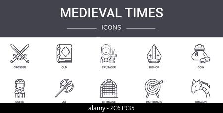 medieval times concept line icons set. contains icons usable for web ...