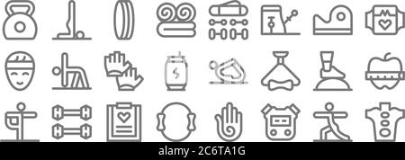 pilates line icons. linear set. quality vector line set such as hot stone, stopwatch, pilates, yoga, bosu ball, gloves, smartwatch, accesories, yoga Stock Vector