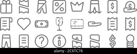 marketplace line icons. linear set. quality vector line set such as coin, receipt, info, pants, bill, dollar, payment, crown, receipt Stock Vector
