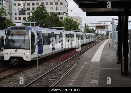 Bombardier RSG3 RET subway train on Randstadrail at Den Haag Laan van Noi station Stock Photo