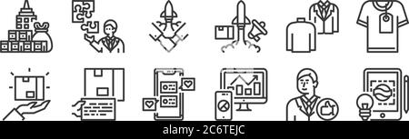 12 set of linear branding icons. thin outline icons such as creative, analysis, content, personality, partner, jigsaw for web, mobile Stock Vector