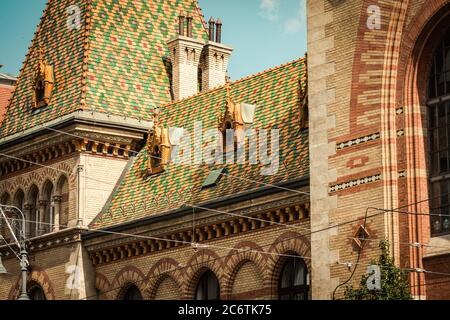 Budapest Hungary july 11, 2020 View of the architecture of the Central Market Hall located in the downtown area of Budapest, capital of Hungary and th Stock Photo