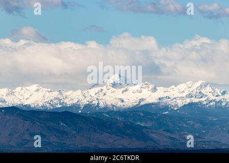 Mountain Triglav Slovenia Alps highest snow white winter Stock Photo