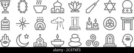 spiritual line icons. linear set. quality vector line set such as meditation, trisquel, aromatic candle, hamsa, holy trinity, aromatherapy, crystal ba Stock Vector