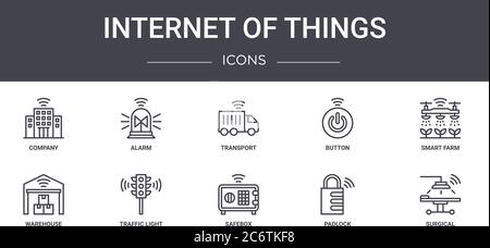 internet of things concept line icons set. contains icons usable for web, logo, ui/ux such as alarm, button, warehouse, safebox, padlock, surgical, sm Stock Vector