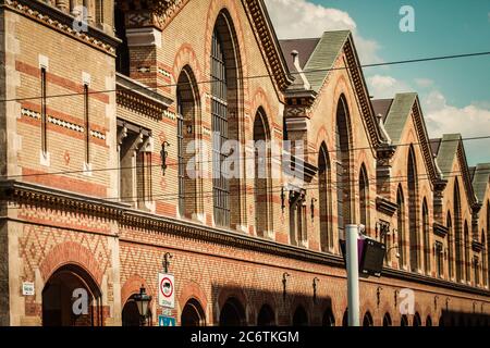 Budapest Hungary july 11, 2020 View of the architecture of the Central Market Hall located in the downtown area of Budapest, capital of Hungary and th Stock Photo