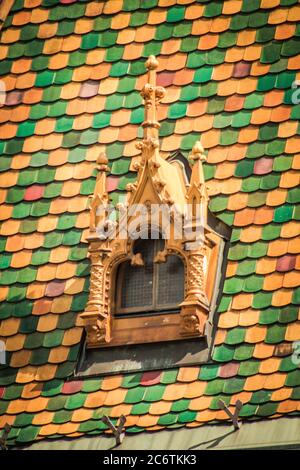 Budapest Hungary july 11, 2020 View of the architecture of the Central Market Hall located in the downtown area of Budapest, capital of Hungary and th Stock Photo