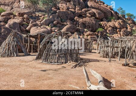 Traditional huts at the Damara Living Museum in Damaraland, Namibia Stock Photo