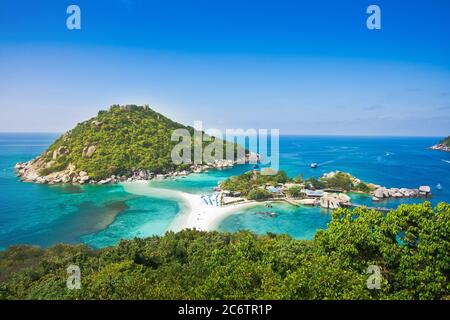 the highest viewpoint of nangyuan island at koh tao thailand on beautiful nature landscape background Stock Photo