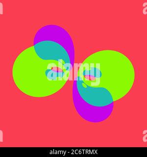 Nesting of curved, round, flat color shapes. Free space to write words. Presentation, banner, flyer, brochore. Futuristic, cool design for business co Stock Photo