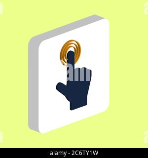 Hand Click, Push Simple vector icon. Illustration symbol design template for web mobile UI element. Perfect color isometric pictogram on 3d white squa Stock Vector