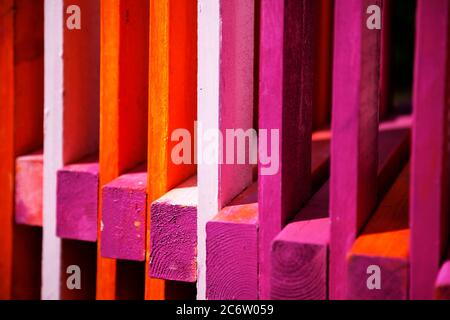 part of the fence at Alidhem painted in intense colors Stock Photo