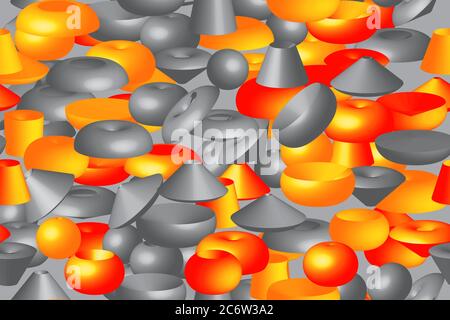 Abstract Color Volume Shapes 3D Seamless Illustration Pattern Stock Vector