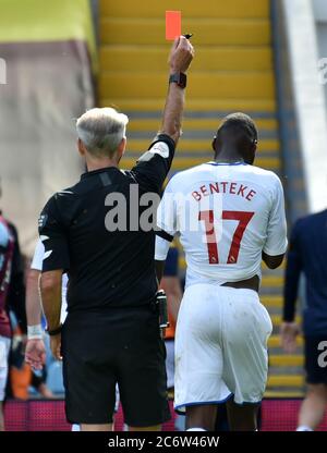 Crystal Palace's Christian Benteke is sent off after the final whistle during the Premier League match at Villa Park, Birmingham. Stock Photo